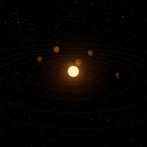 The TRAPPIST-1 system as an artist's concept from our real-time 3D model